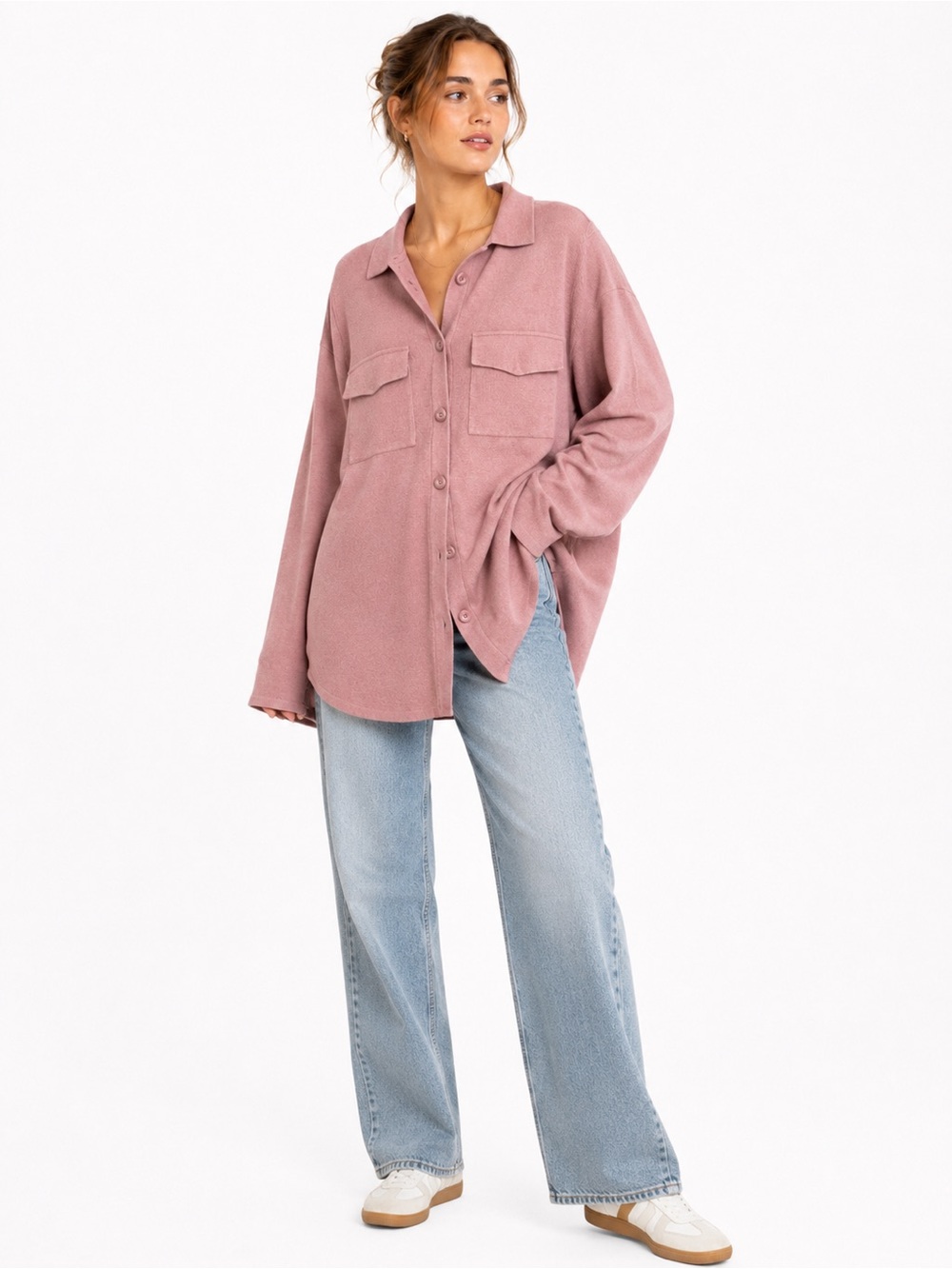 One Gray Day Los Angeles Button-Up Shacket Sweater XS NWT